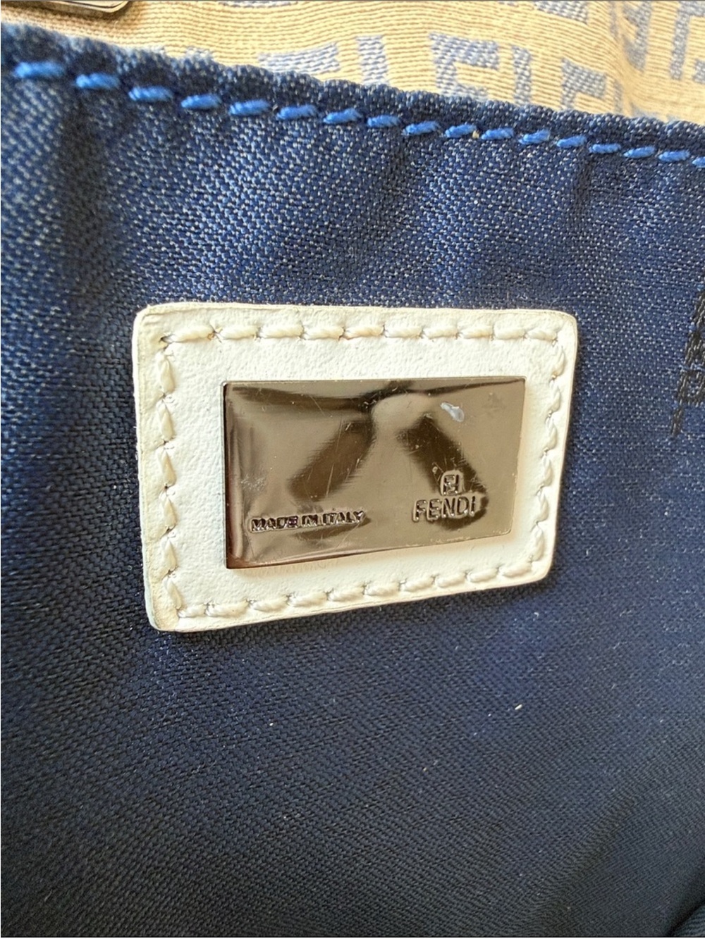 Beautiful Fendi Blue Brown Tote - Picture 9 of 13